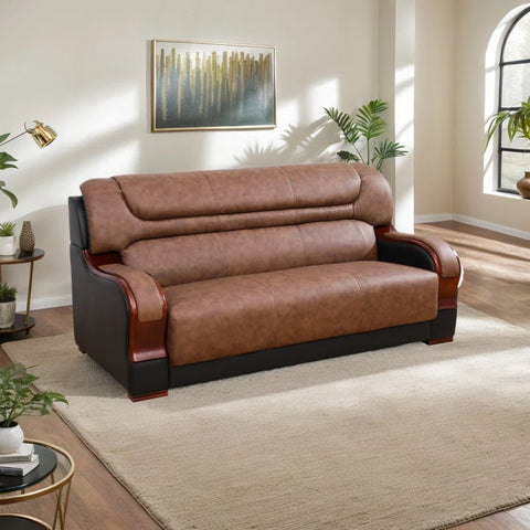 iCloud Sofa Couch In Brown Leatherette by E-furniture