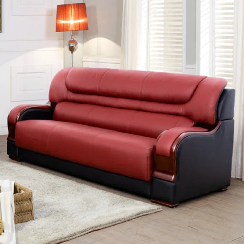 iCloud Sofa Couch In Black Maroon and black Leatherette by E-furniture