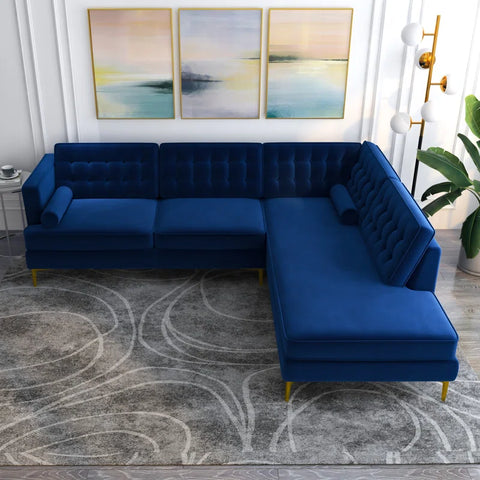 MSword Sectional Sofa Set in Blue Color by E-furniture