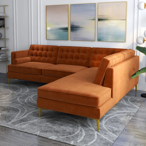 MSword Sectional Sofa Set in Mustard Color by E-furniture