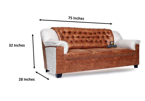 Royal Chesterfield Sofa – Brown Leatherette (by E-Furniture)
