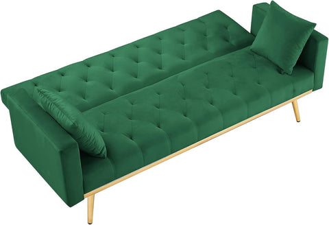 Emerald Elegance | Convertible Tufted Sofa Cum Bed