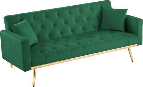Emerald Elegance | Convertible Tufted Sofa Cum Bed