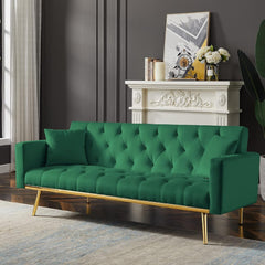 Emerald Elegance | Convertible Tufted Sofa Cum Bed