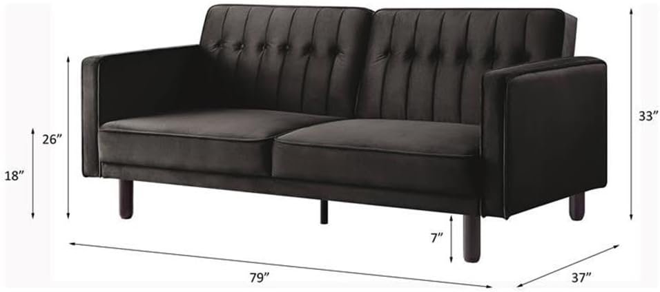 Maple Nest | Modern Tufted Sofa Cum Bed, Dark Brown