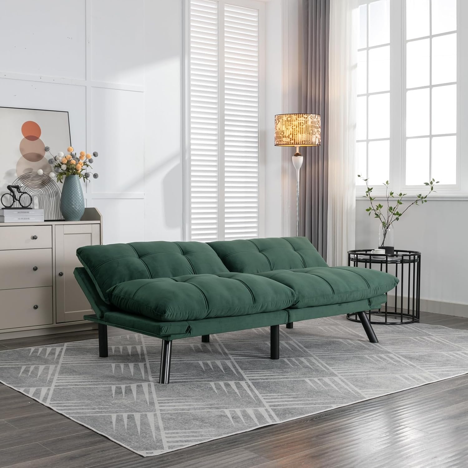 Emerald Haven | Convertible Tufted Sofa Cum Bed