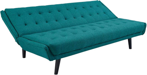 Teal Tranquility | Convertible Tufted Sofa Cum Bed