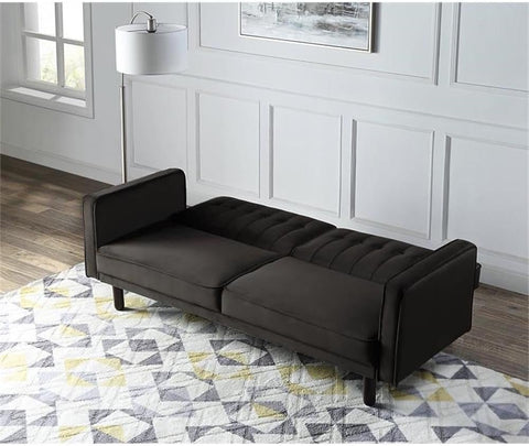 Maple Nest | Modern Tufted Sofa Cum Bed, Dark Brown