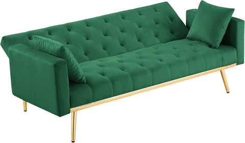 Emerald Elegance | Convertible Tufted Sofa Cum Bed