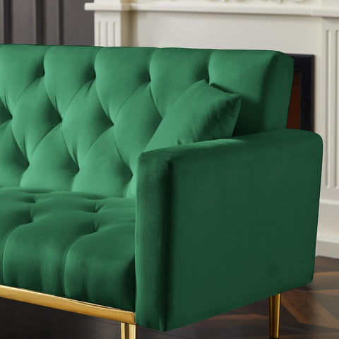 Emerald Elegance | Convertible Tufted Sofa Cum Bed
