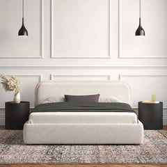Mars Luxury king size Velvet Teak Wood Bed with Wingback Headboard | Customizable