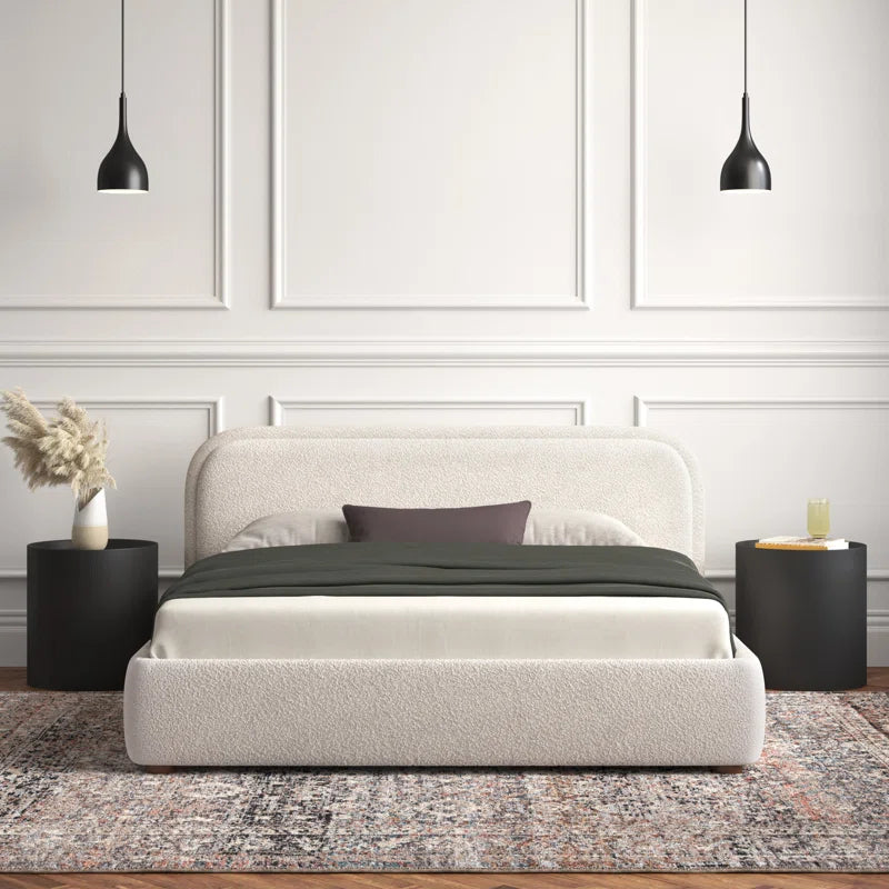 Mars Luxury Queen size Velvet Teak Wood Bed with Wingback Headboard | Customizable