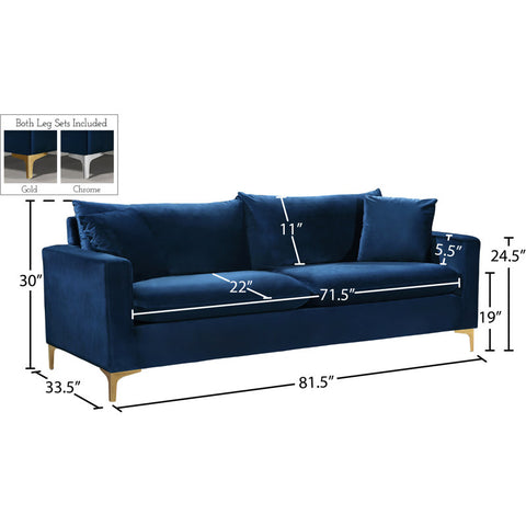 E-Furniture Philadelphia Couch | 5 Seater Couch In Blue Colour - E-FURNITURE