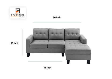 E-Furniture | Serenity Chaise Sectional, Modern, Dove Gray