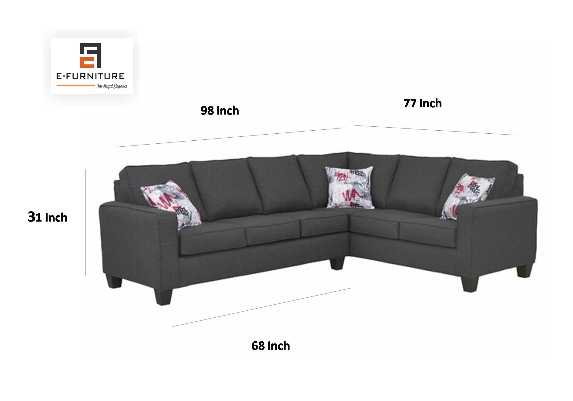 E-Furniture | CosmoPlus Modular Sectional Sofa, Medium, Contemporary, Dove Gray