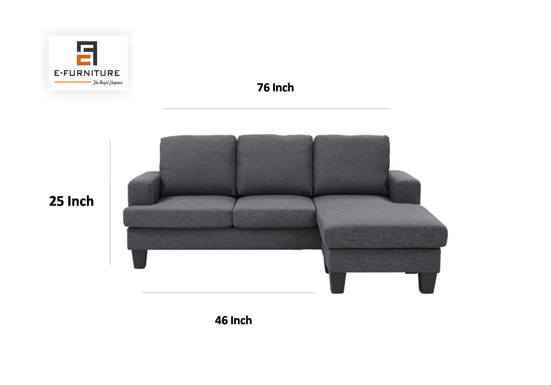 E-Furniture | Urban Loft Sectional Sofa with Chaise, Slate Grey