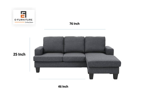 E-Furniture | Urban Loft Sectional Sofa with Chaise, Slate Grey