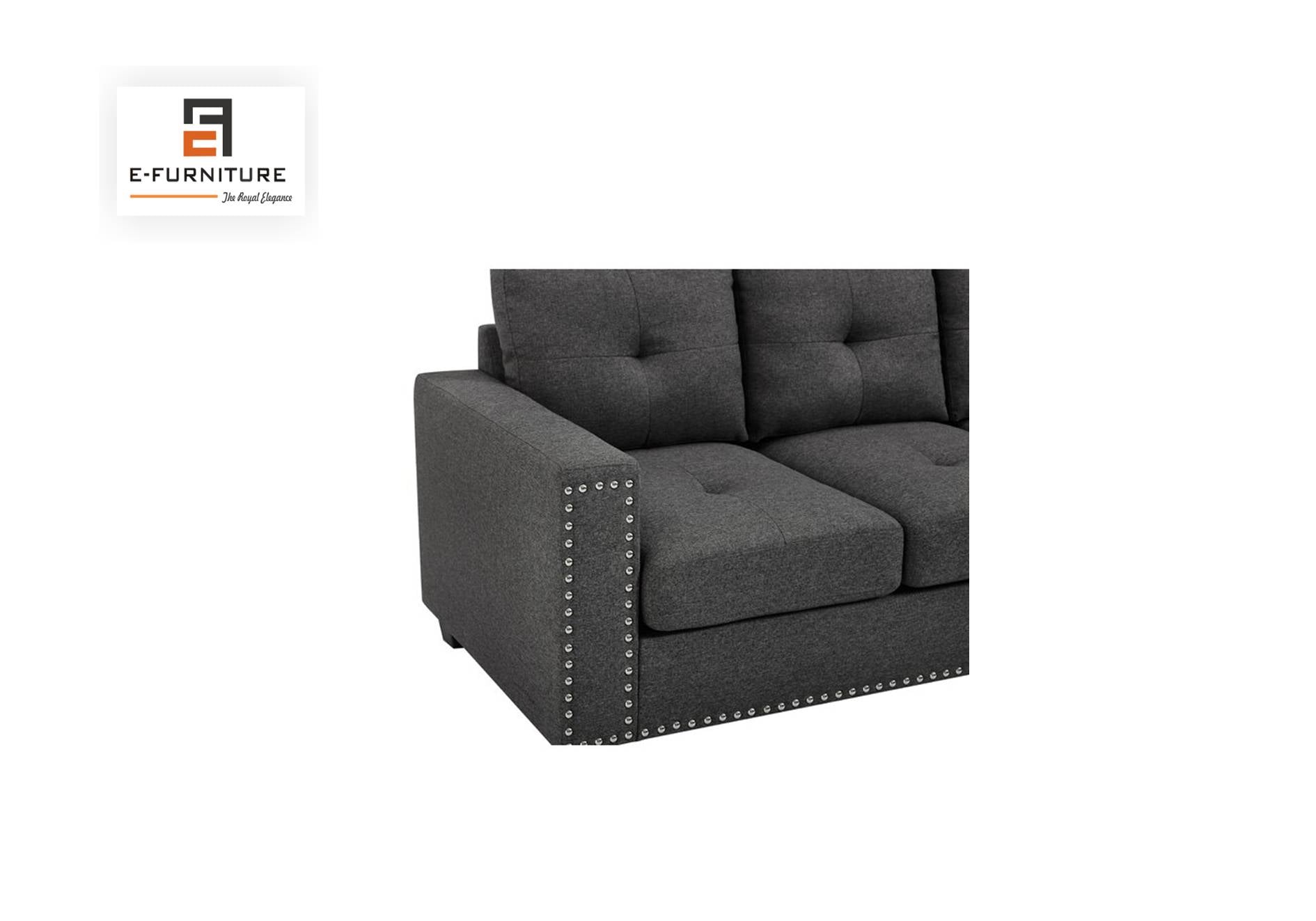 E-Furniture | Metropolitan Luxe Sectional with Ottoman, Charcoal Gray