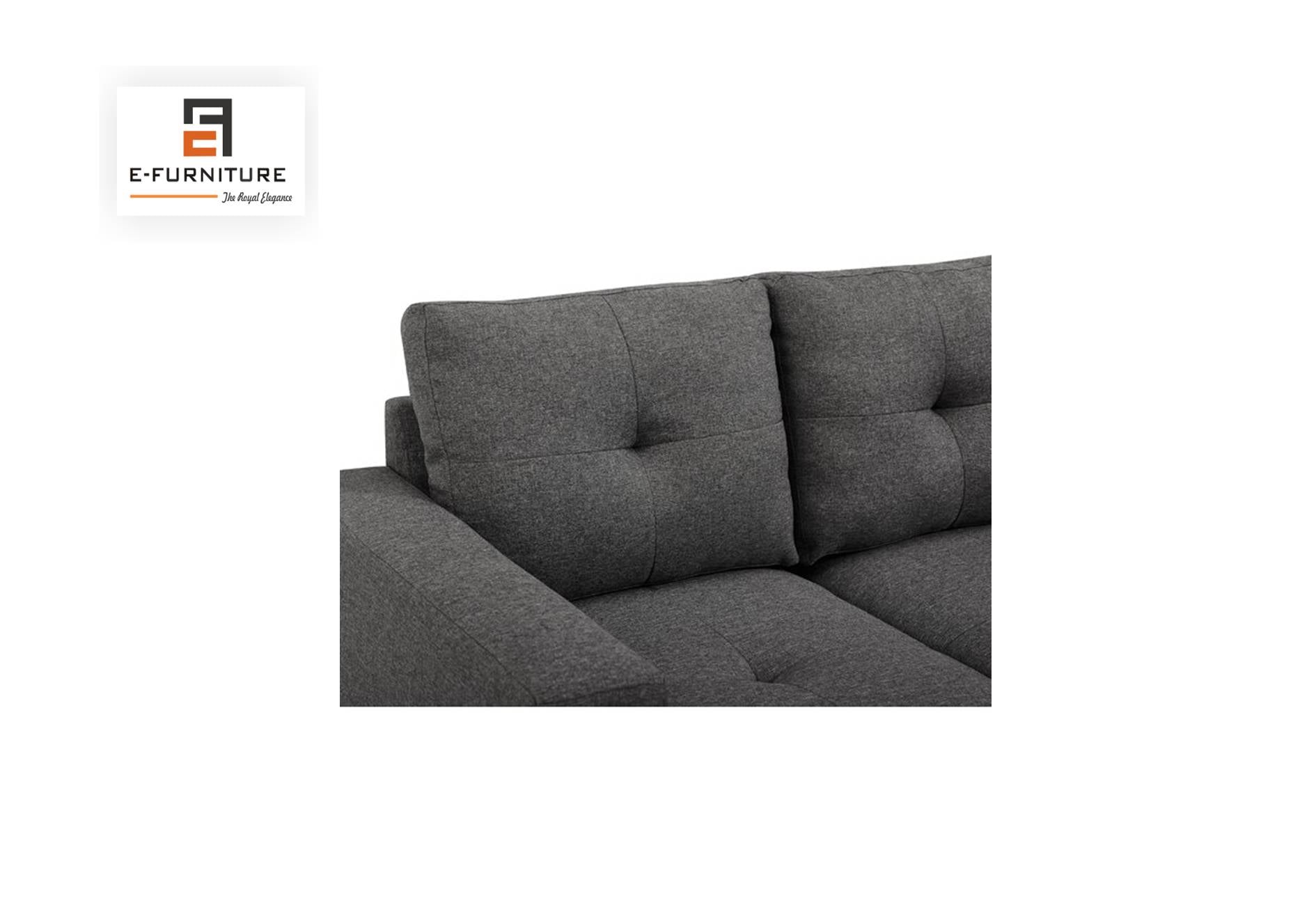 E-Furniture | Metropolitan Luxe Sectional with Ottoman, Charcoal Gray