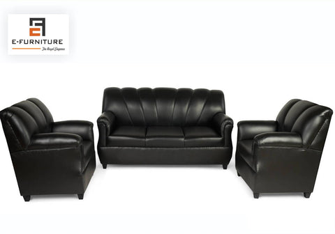 Arica Sofa Pack for Living room In black leatherrette