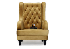 E-Furniture | Aurelia Majestic Upholstered Wing Chair, Golden Yellow