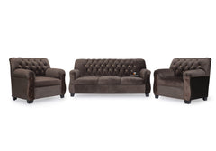 E-Furniture | Heritage Haven Tufted Trio Set, Espresso Brown