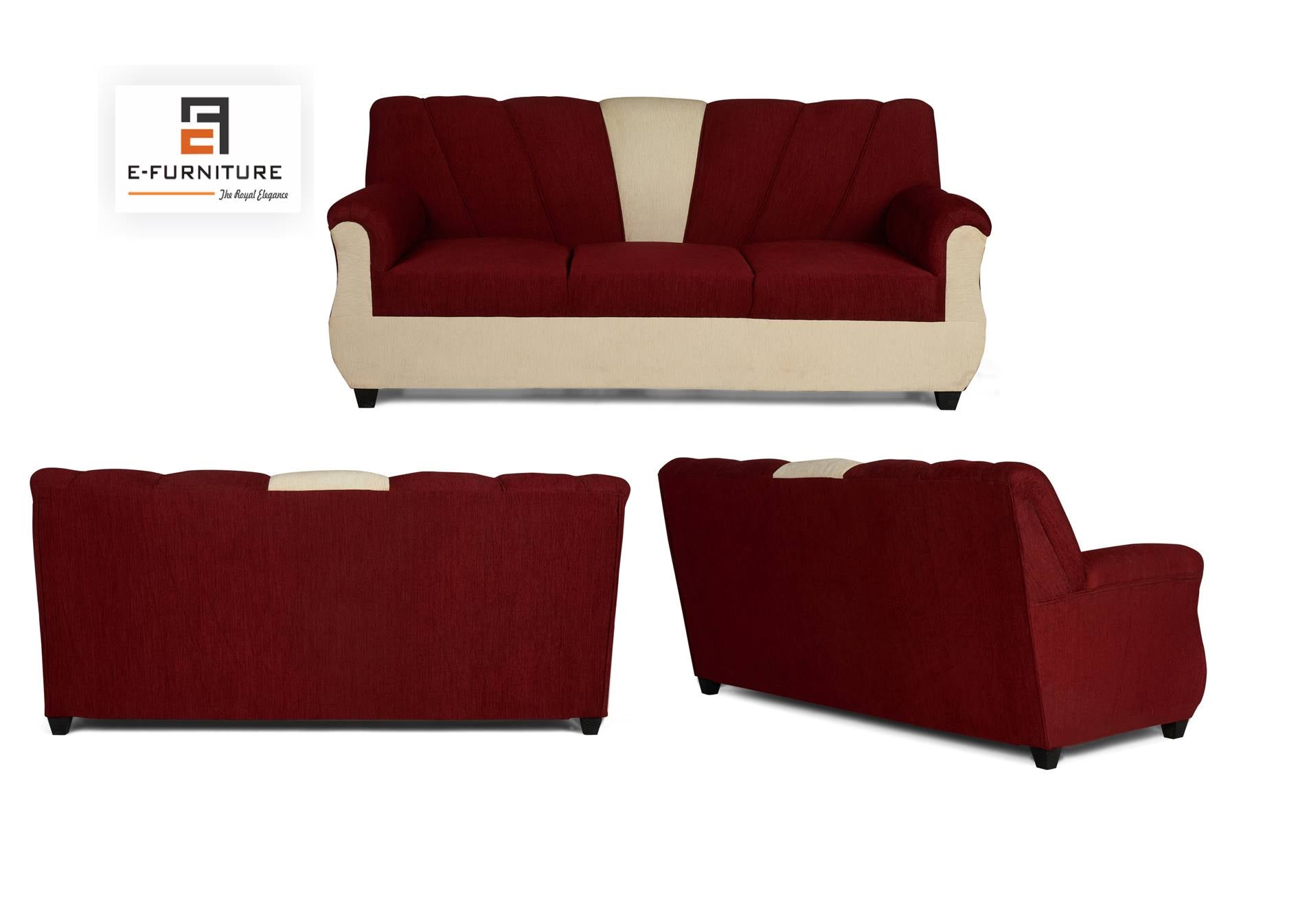 E-Furniture | Crimson Cloud Two-Tone Sofa, Ruby & Pearl