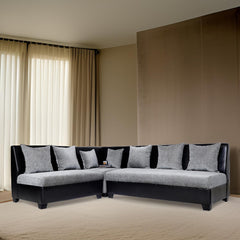 ModernoLux | Sienna Chaise Sectional Compact Sofa, Charcoal Gray