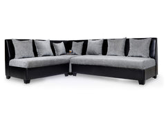 ModernoLux | Sienna Chaise Sectional Compact Sofa, Charcoal Gray