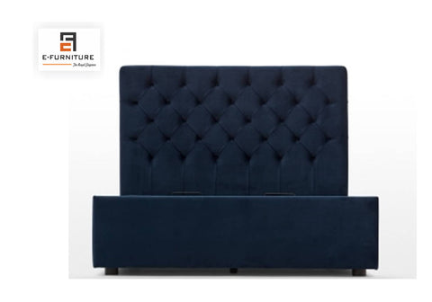 E-Furniture | Athena Royale Upholstered King Size Bed, Midnight Blue