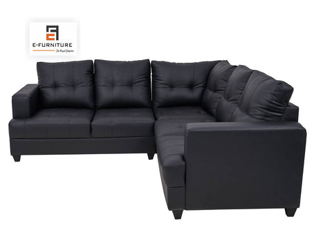E-Furniture | Vittoria L-Shaped Sectional, Grand, Onyx Black