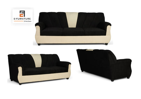 E-Furniture | NoirStripe Modern Sofa, Sleek Black & Cream