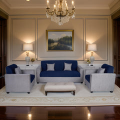 E-Furniture | Urban Chic 3+1+1 Seater, Graphite Gray & Blue