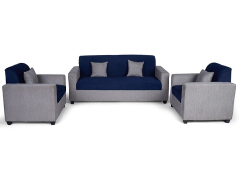 E-Furniture | Urban Chic 3+1+1 Seater, Graphite Gray & Blue