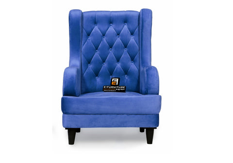 E-Furniture | Azure Dreamweaver Upholstered Wing Chair, Royal Blue