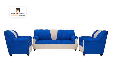 E-Furniture | Coastal Charm 3+1+1 Seater, Blue & White