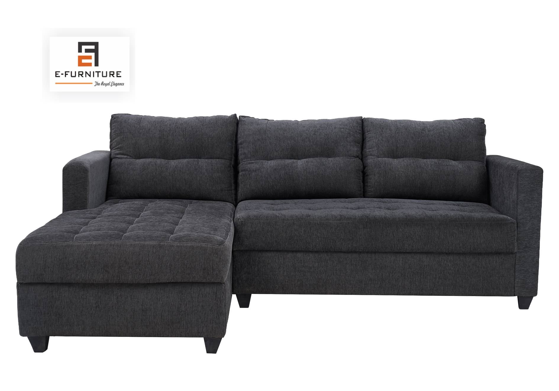 E-Furniture | Serenity Haven RHS L-Sectional, Slate Black