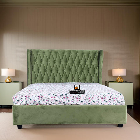 E-Furniture | Eden Oasis Queen Upholstered Bed, Lush Green