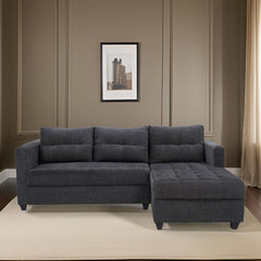 E-Furniture | NeemNest Upholstered L-Sectional, Charcoal Grey