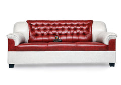 E-Furniture | Crimson Comfort Three-Seater Sofa, Ruby Red & Ash Grey