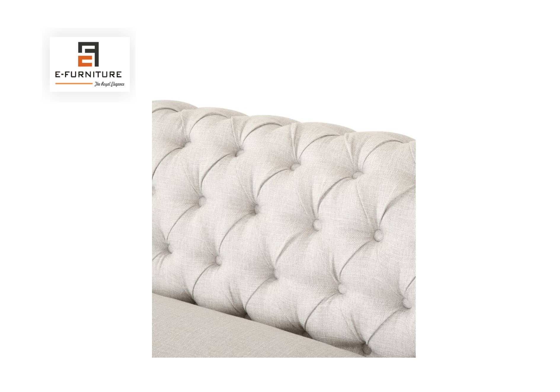 E-Furniture Bliss Grid Sectional Sofa Set in Cream color