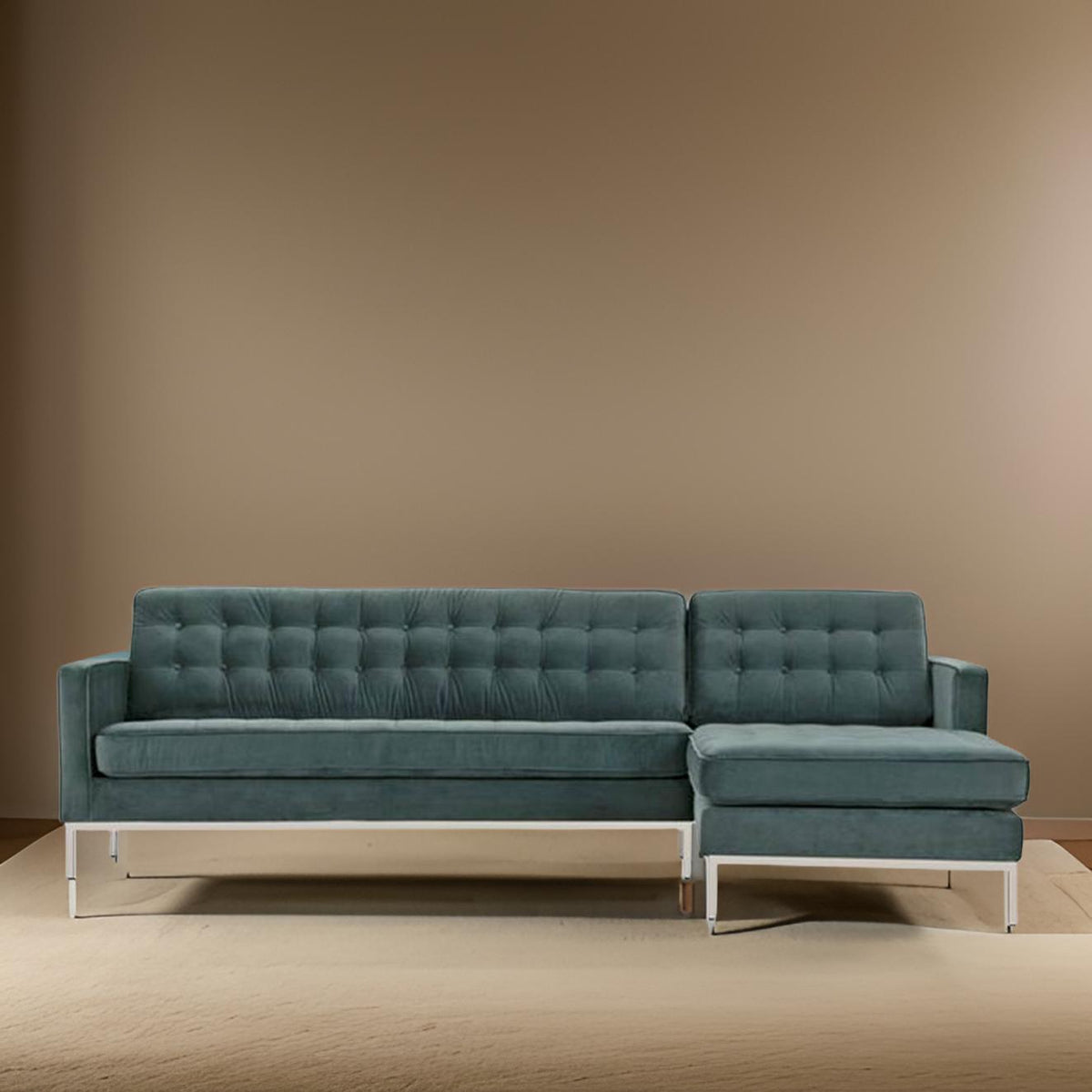 E-Furniture | Teal Tranquility Sectional Sofa with Chaise, Modern Teal