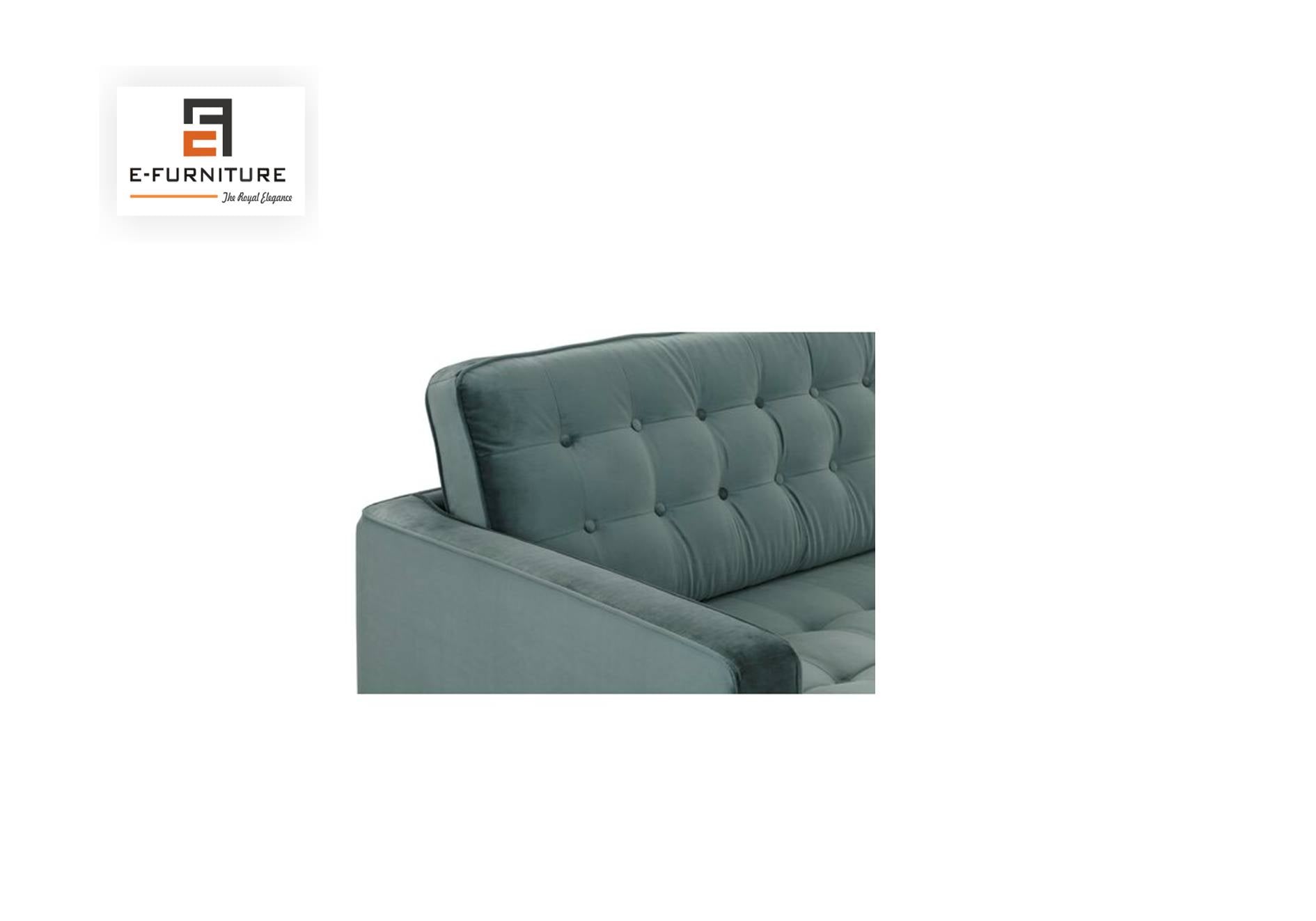 E-Furniture | Teal Tranquility Sectional Sofa with Chaise, Modern Teal