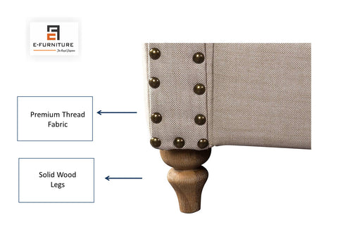 E-Furniture | Cambridge Luxe Upholstered King Size Bed, Antique Beige