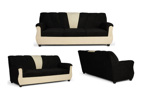 E-Furniture | Modern Harmony 3+1+1 Seater, Black and Cream