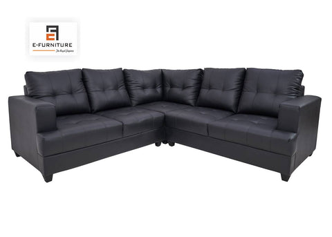 E-Furniture | Vittoria L-Shaped Sectional, Grand, Onyx Black