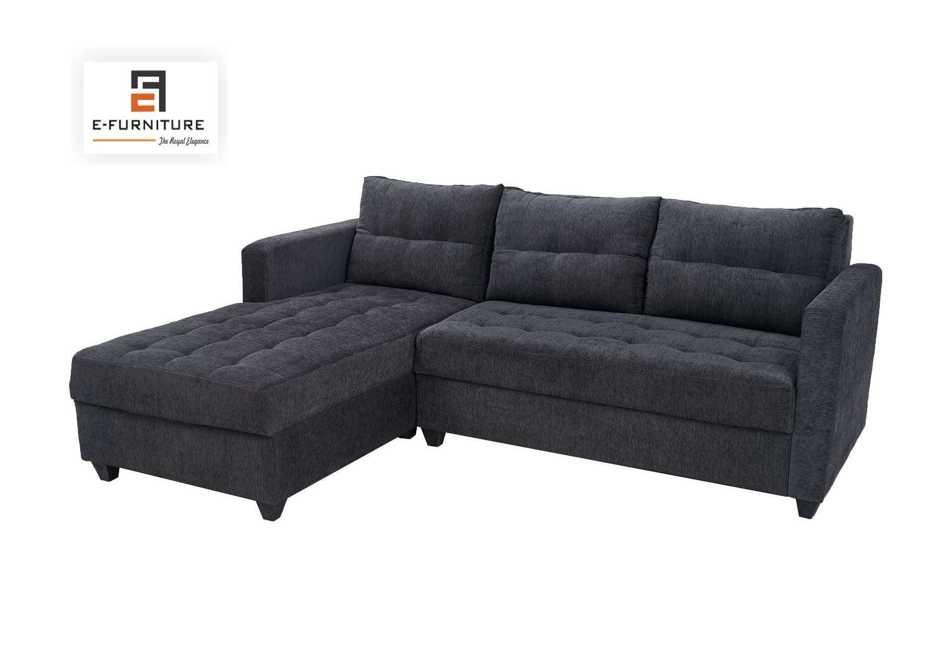 E-Furniture | Serenity Haven RHS L-Sectional, Slate Black