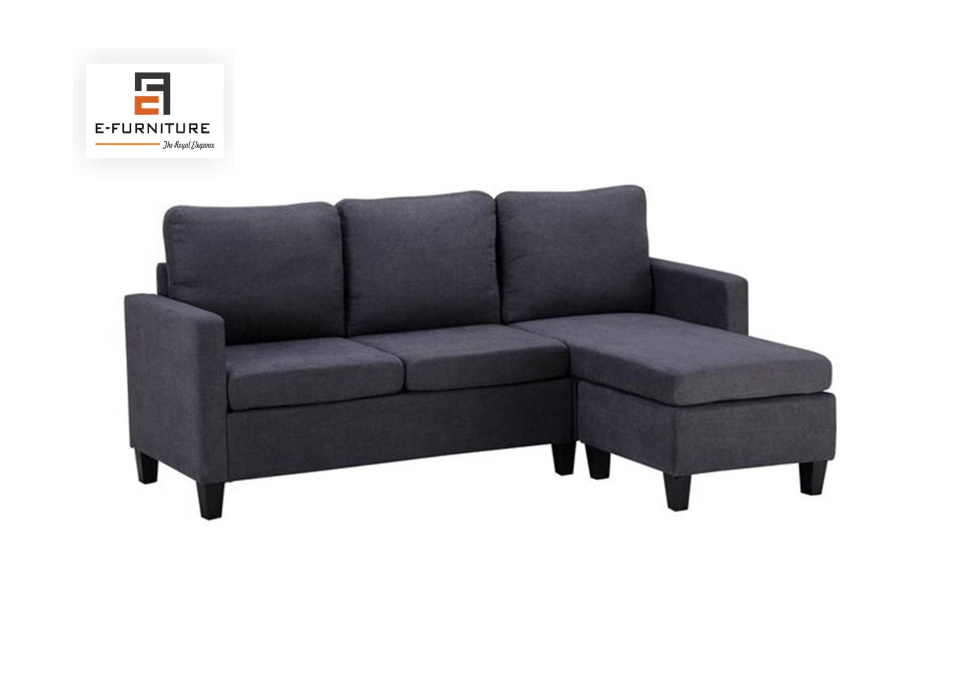 E-Furniture | Modern Harmony L-Shaped Sectional Sofa, Graphite Grey