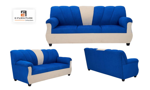E-Furniture | Coastal Charm 3+1+1 Seater, Blue & White