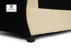 E-Furniture | NoirStripe Modern Sofa, Sleek Black & Cream